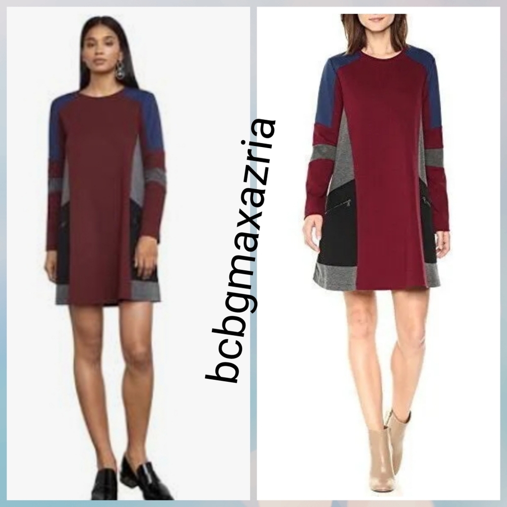 NEW WITH TAG BCBG MAXAZRIA PORT COMBO GIGI COLOR-BLOCKED SHIFT DRESS MSRP $228